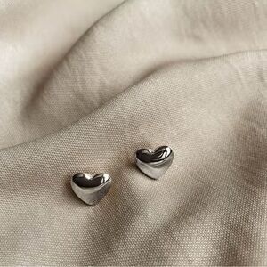 Silver Heart Stud Earrings